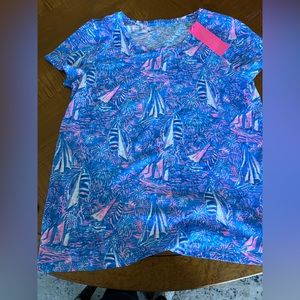 Lily Pulitzer t shirt blue sail boats